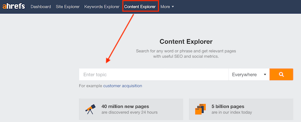 在Content Explorer中输入话题